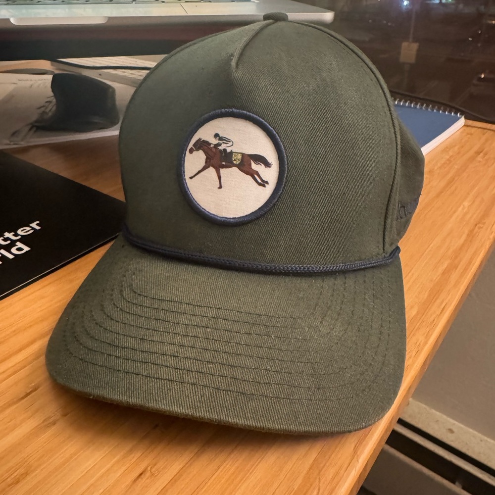 Hamilton Farm Golf Hat by d. Hudson Green Horse Embroidered Cap RARE